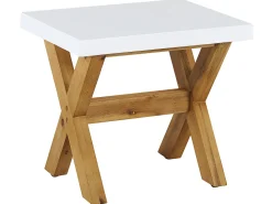 Conjunto De Refeicoes Com Mesa Em Fibra De Cimento E 6 Tamboretes Brancos Olbia
