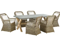 Conjunto De Refeicoes De Jardim De 6 Lugares Em Rattan Cor Natural Maros/Olbia