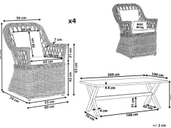 Conjunto De Refeicoes De 4 Lugares Em Rattan Natural Maros/Olbia