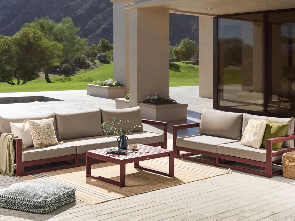 Conjunto Jardim 5 Lugares Madeira De Acacia Certificada Vermelha Escura Timor Ii