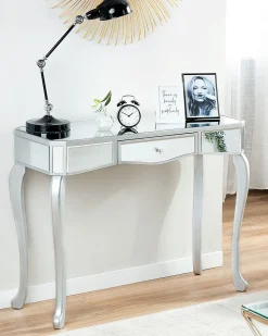 Consola Com 1 Gaveta Em Efeito Espelhado Prateado Carcassonne