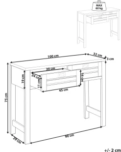 Consola Com 2 Gavetas Cor De Madeira Clara Randa