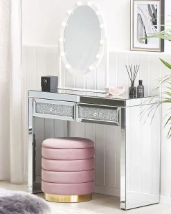 Consola Com 2 Gavetas Em Efeito Espelhado Prateado Tilly