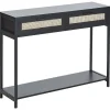 Consola Com 2 Gavetas Em Rattan Preto Opoco