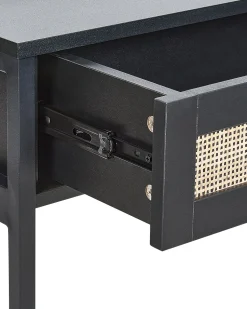 Consola Com 2 Gavetas Em Rattan Preto Opoco
