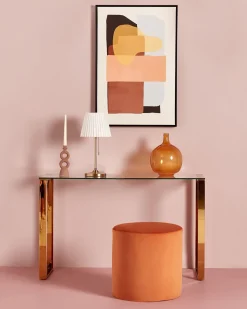 Consola Dourada Com Tampo De Vidro Tilon