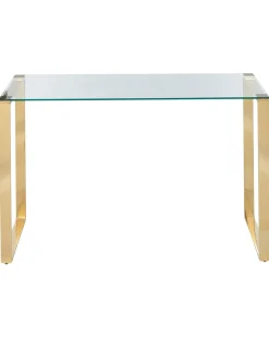 Consola Dourada Com Tampo De Vidro Tilon