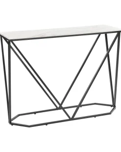 Consola Efeito De Marmore Branco Com Preto