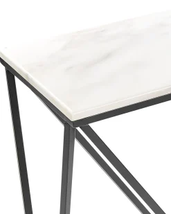 Consola Efeito De Marmore Branco Com Preto