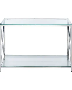 Consola Prateada Com Tampo De Vidro Audet