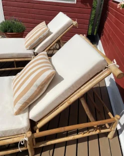 Espreguicadeira De Jardim Em Bambu Castanha Clara E Branca Ligure