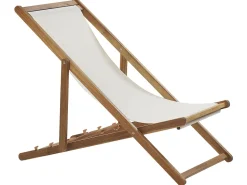 Espreguicadeira De Jardim Em Madeira De Acacia Clara Com 2 Tecidos A Escolha Anzio