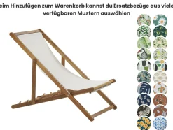 Espreguicadeira De Jardim Em Madeira De Acacia Clara Com 2 Tecidos A Escolha Anzio