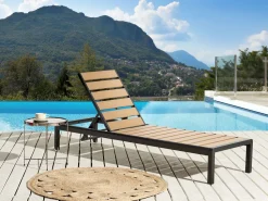 Espreguicadeira De Jardim Em Aluminio Castanho Claro E Preto Nardo