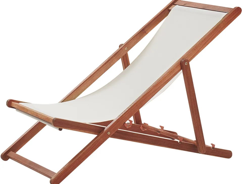 Espreguicadeira De Jardim Em Madeira De Acacia Escura Com 2 Tecidos A Escolha Anzio