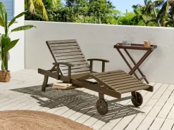 Espreguicadeira Em Madeira Escura De Acacia Amantea