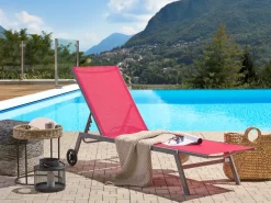 Espreguicadeira Metalica Com Tela Vermelha Levanzo