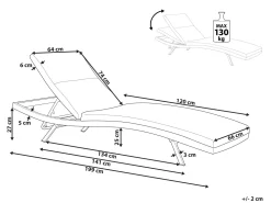 Espreguicadeira Reclinavel Em Tecido Cinzento Claro Amelia