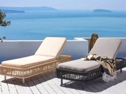 Espreguicadeira Reclinavel De Jardim Em Rattan Cinzento Osini