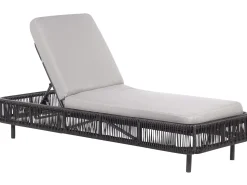 Espreguicadeira Reclinavel De Jardim Em Rattan Cinzento Osini