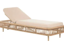 Espreguicadeira Reclinavel De Jardim Em Rattan Creme Osini