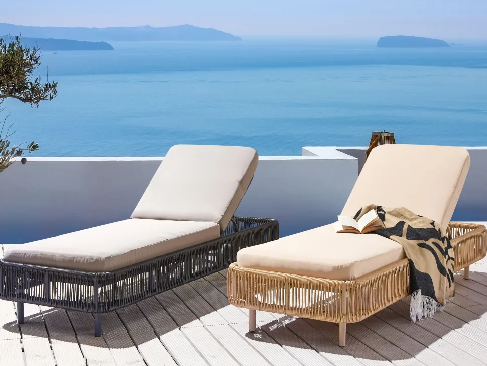 Espreguicadeira Reclinavel De Jardim Em Rattan Creme Osini