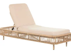 Espreguicadeira Reclinavel De Jardim Em Rattan Creme Osini
