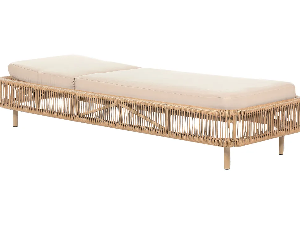 Espreguicadeira Reclinavel De Jardim Em Rattan Creme Osini