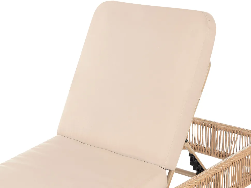 Espreguicadeira Reclinavel De Jardim Em Rattan Creme Osini