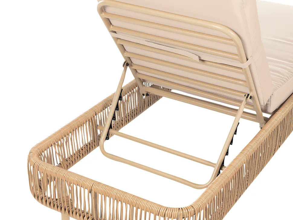 Espreguicadeira Reclinavel De Jardim Em Rattan Creme Osini