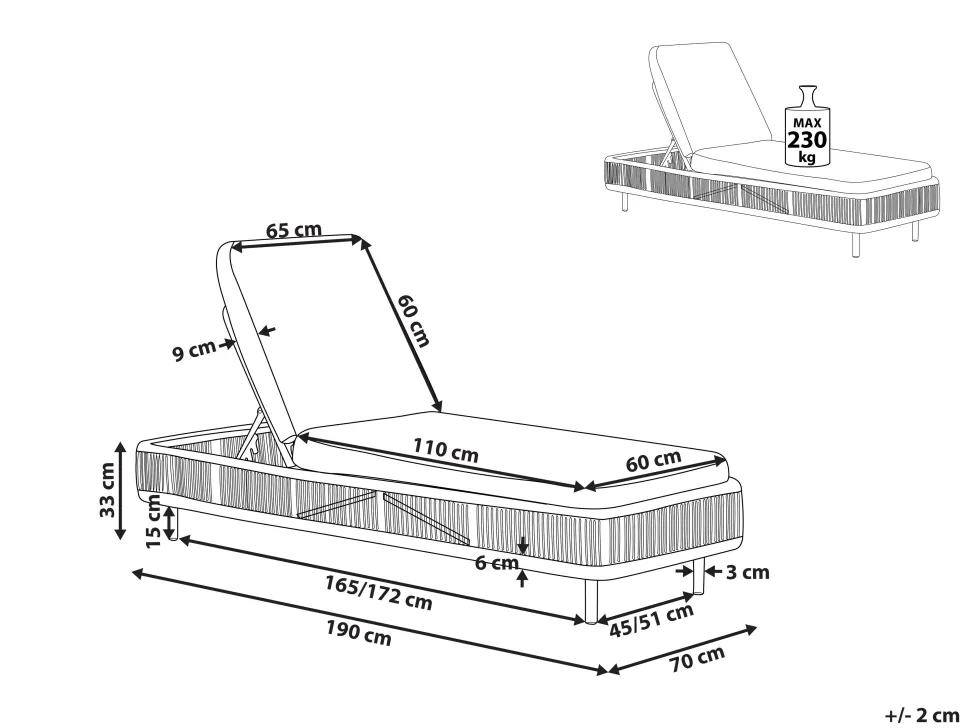 Espreguicadeira Reclinavel De Jardim Em Rattan Creme Osini