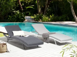 Espreguicadeira Reclinavel Em Tecido Cinzento Escuro Amelia