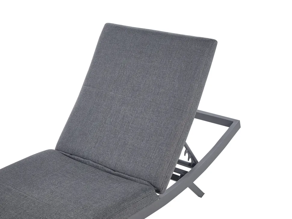 Espreguicadeira Reclinavel Em Tecido Cinzento Escuro Amelia