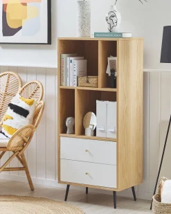 Estante Com 2 Gavetas Castanho Clara E Branca Richmond