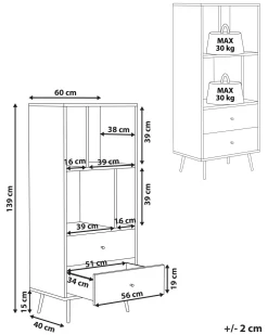 Estante Com 2 Gavetas Castanho Clara E Branca Richmond