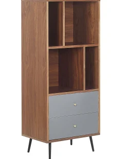 Estante Com 2 Gavetas Castanho Escura E Cinzenta Richmond