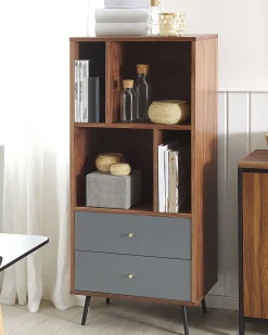 Estante Com 2 Gavetas Castanho Escura E Cinzenta Richmond