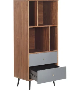 Estante Com 2 Gavetas Castanho Escura E Cinzenta Richmond