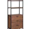 Estante Com 3 Gavetas E 2 Prateleiras Castanha E Preta Tifton