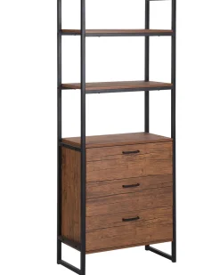Estante Com 3 Gavetas E 2 Prateleiras Castanha E Preta Tifton