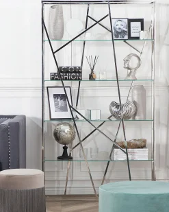 Estante Com 4 Prateleiras Em Metal Prateado Hoxie