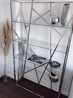 Estante Com 4 Prateleiras Em Metal Prateado Hoxie