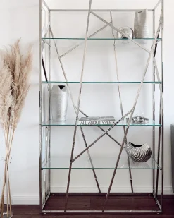 Estante Com 4 Prateleiras Em Metal Prateado Hoxie