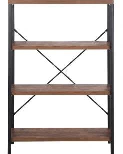 Estante Com 4 Prateleiras Em Madeira Escura Brisbane