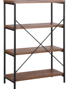 Estante Com 4 Prateleiras Em Madeira Escura Brisbane