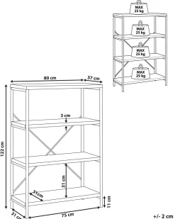 Estante Com 4 Prateleiras Em Madeira Escura Brisbane