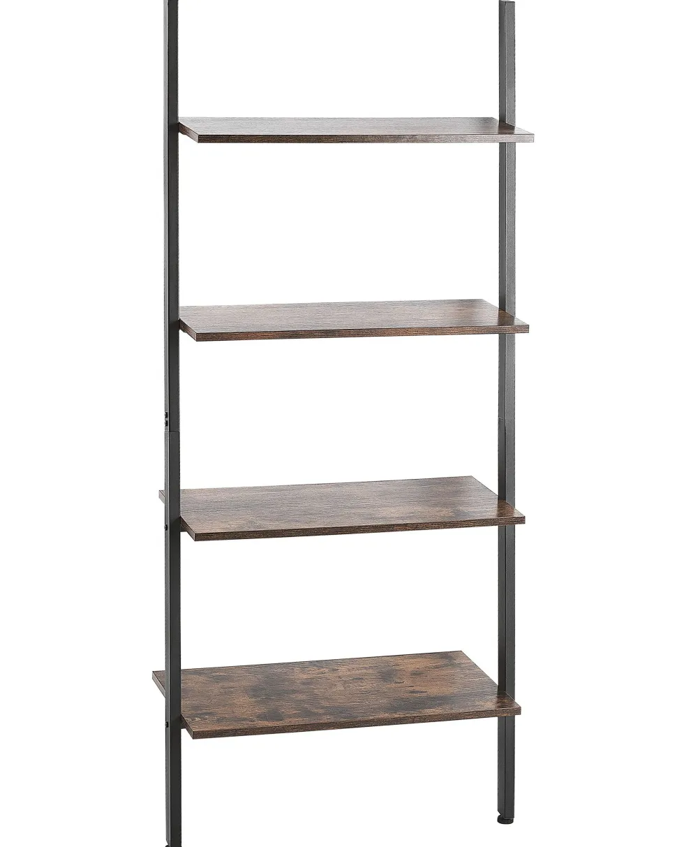 Estante Com 4 Prateleiras Castanha Escura E Preta Vilseck