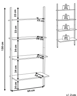 Estante Com 4 Prateleiras Castanha Escura E Preta Vilseck