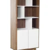 Estante Com 3 Prateleiras E 2 Portas Castanha Escura E Branca Columbus