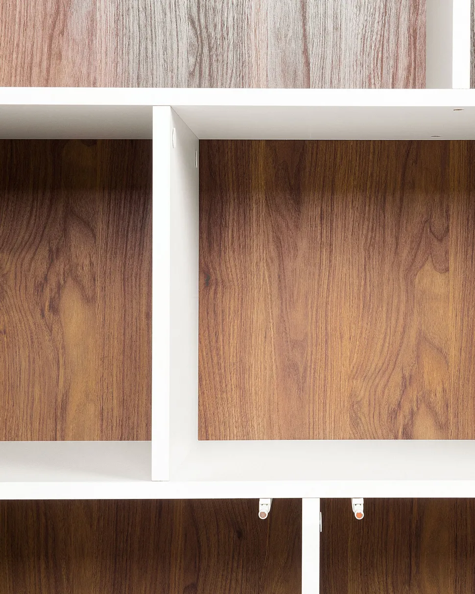 Estante Com 3 Prateleiras E 2 Portas Castanha Escura E Branca Columbus